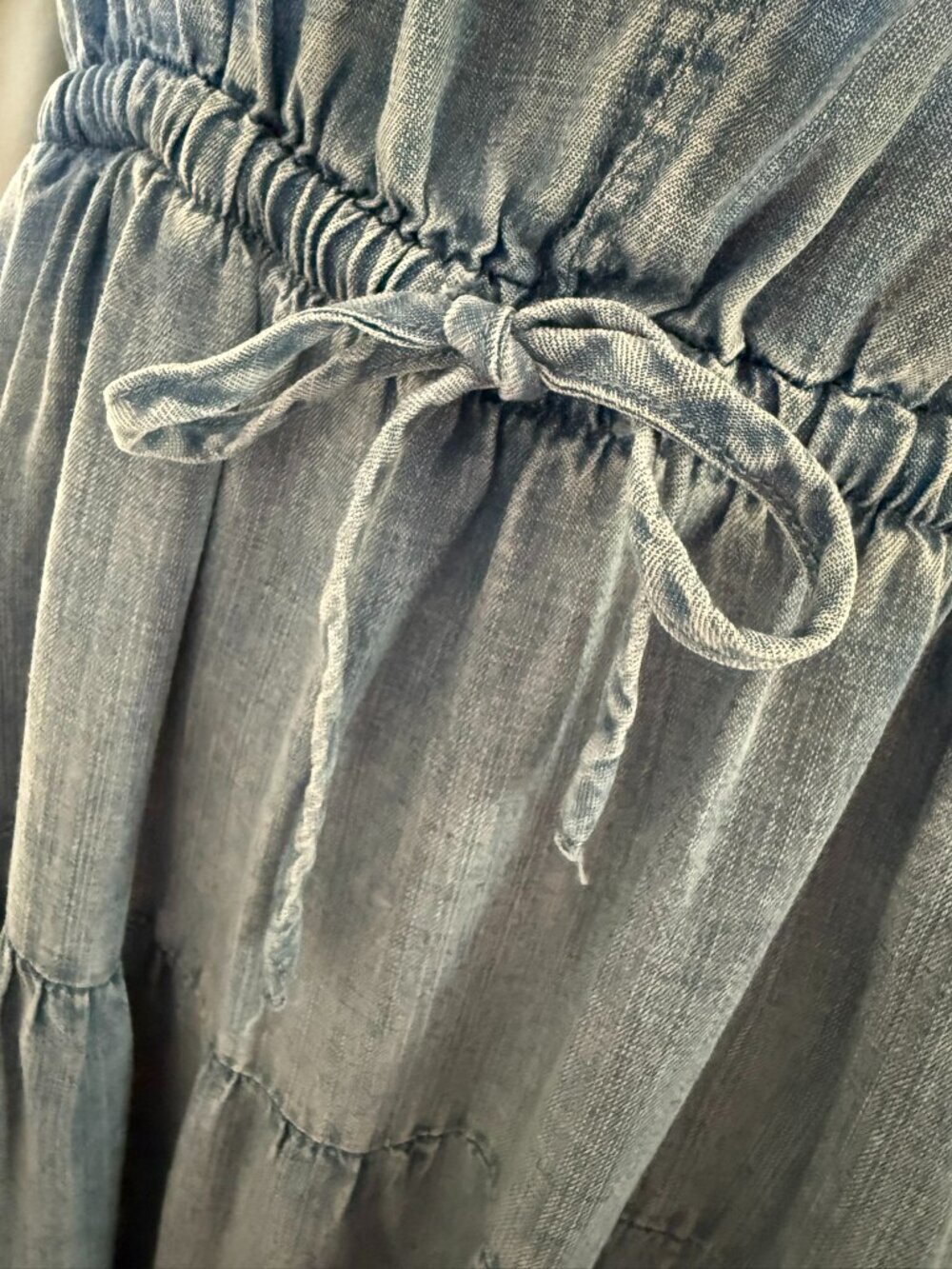 Splendid Boho Denim Tiered Midi Dress Size S Adjustable Strap Western Dress - Picture 6 of 8